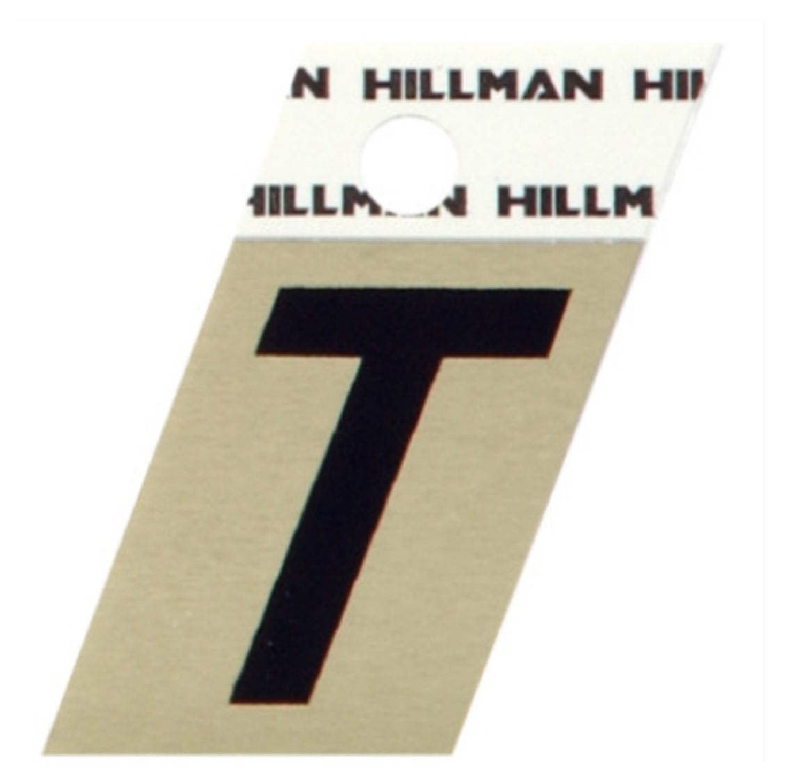 Hillman Fastaners 840532 Adhesive Angle-Cut Letter T, Black and Gold