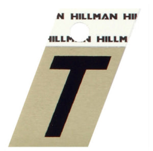 Hillman Fastaners 840532 Adhesive Angle-Cut Letter T, Black and Gold