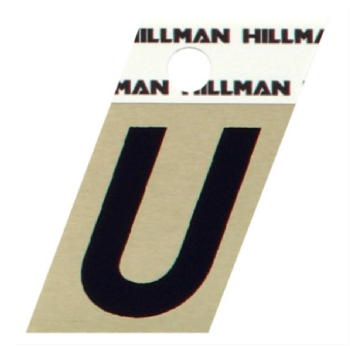 Hillman Fastaners 840534 Adhesive Angle-Cut Letter U, Black and Gold