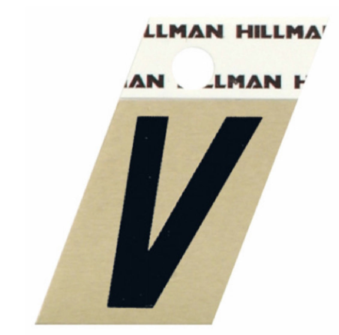 Hillman Fastaners 840536 Adhesive Angle-Cut Letter V, Black and Gold