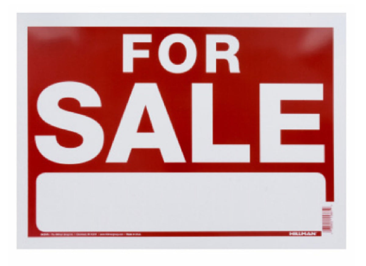 Hillman Fastaners 842575 English For Sale Sign, 10 Inch x 14 Inch, Red