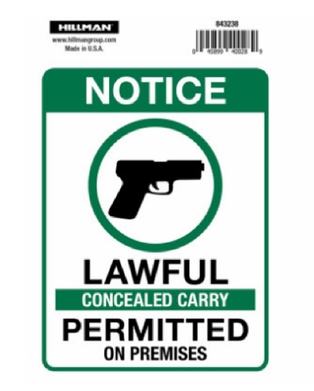 Hillman Fastaners 843238 English Notice Sign, 10 Inch x 14 Inch, White