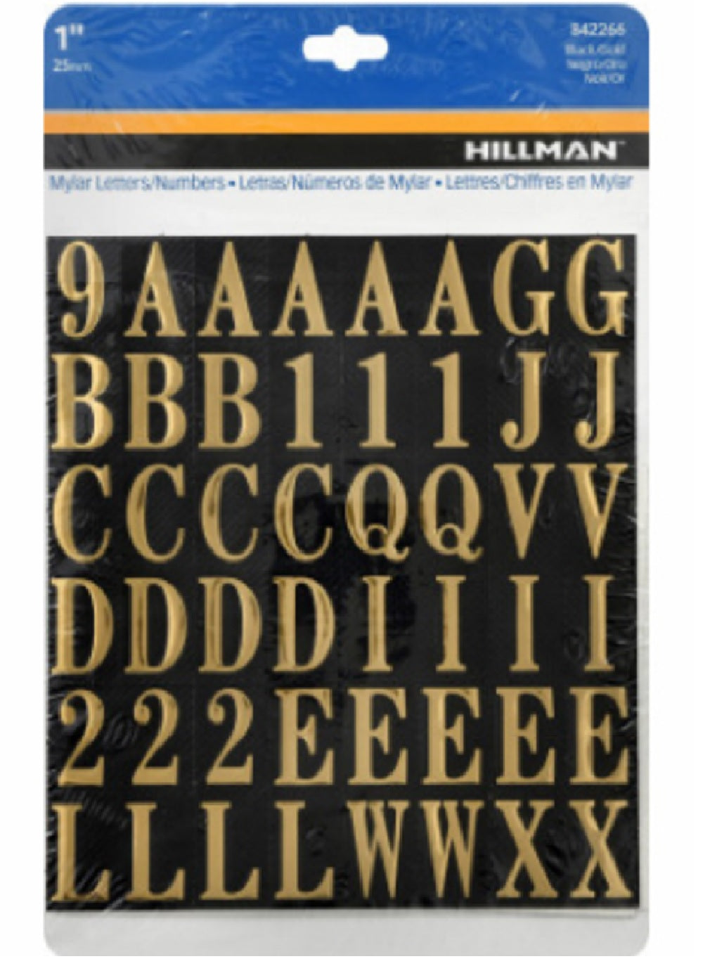 Hillman Fastaners 842266 Mylar Self-Adhesive Letter and Number Set, Gold