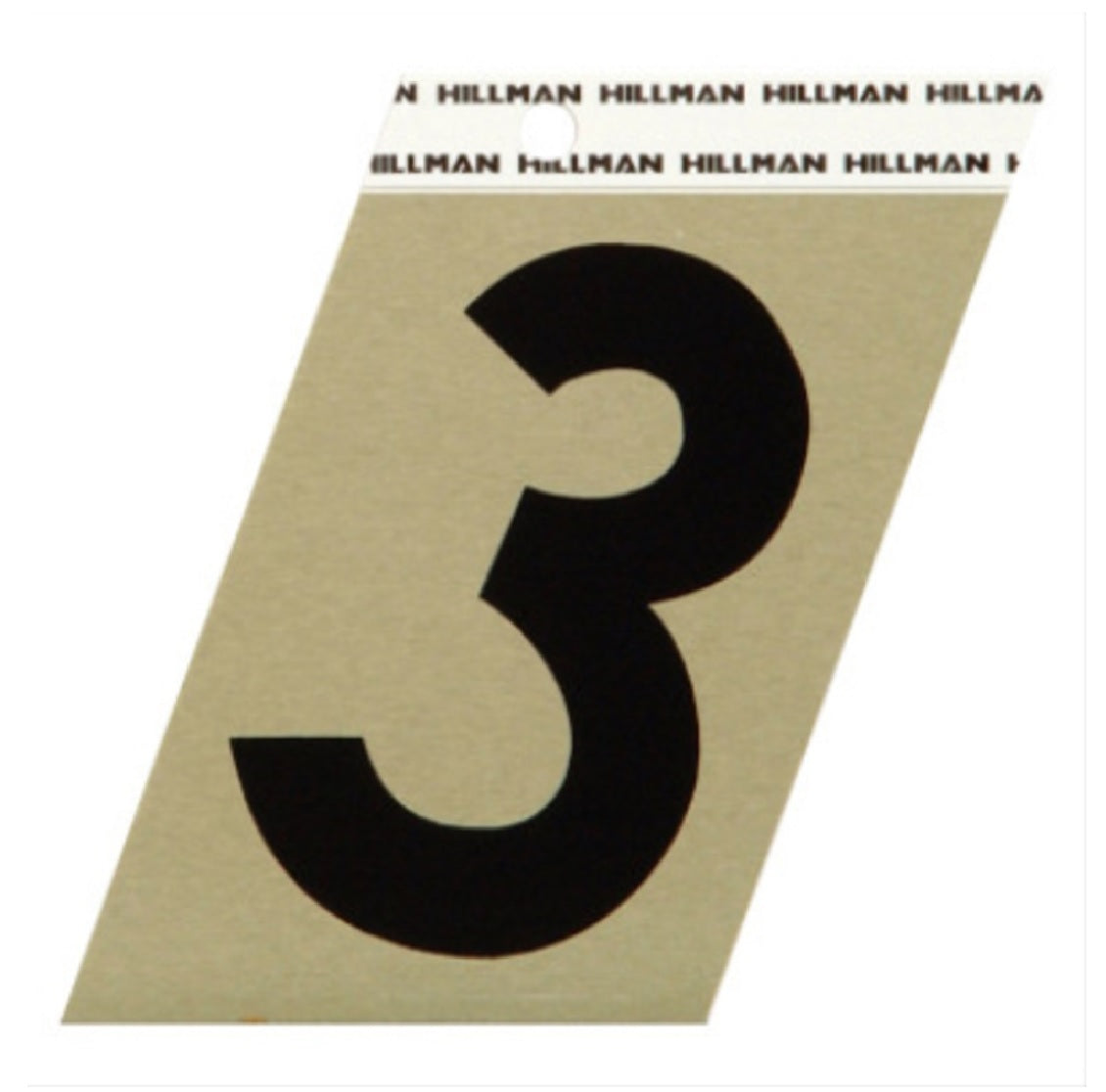Hillman Fastaners 840558 Reflective Black Metal Self-Adhesive Number 3, Black