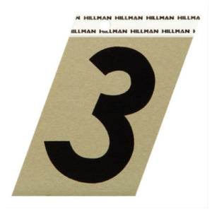 Hillman Fastaners 840558 Reflective Black Metal Self-Adhesive Number 3, Black