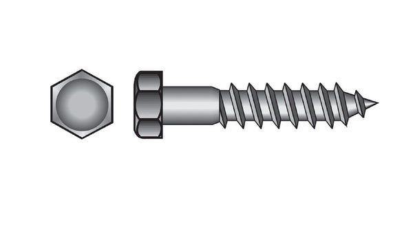 Hillman Fasteners 230021 Hex Head Lag Bolt, 1/4 x 3'', 100 Pack