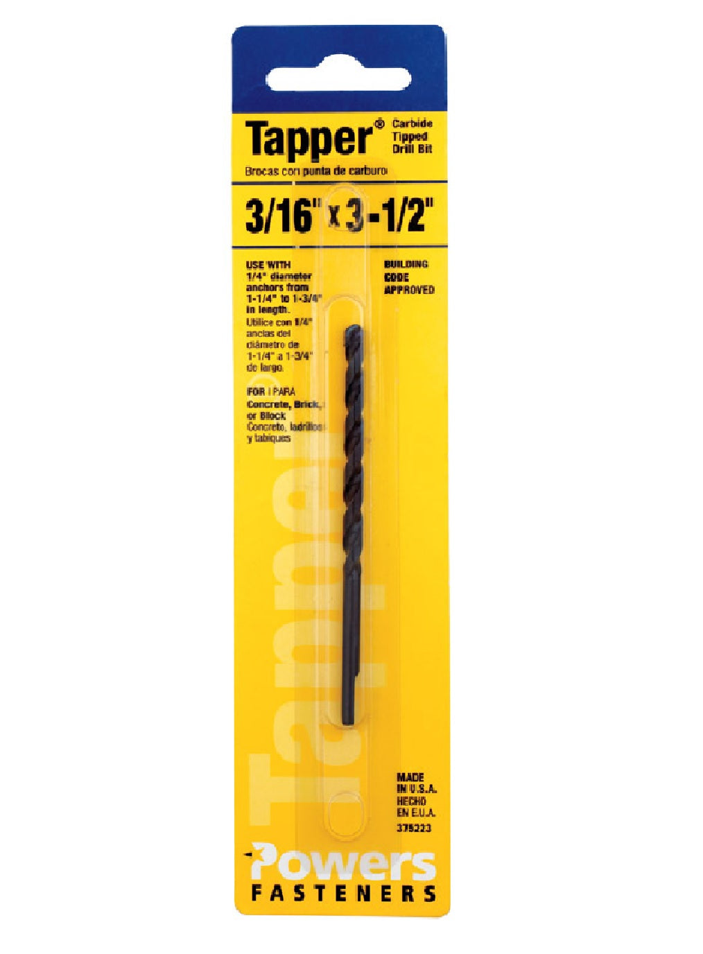 Hillman Fasteners 7375223 Tapper Carbide Drill Bit, 3/16" x 3.5"