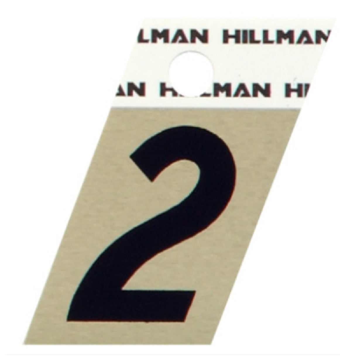 Hillman Fasteners 840478 Adhesive Angle-Cut House Number 2, Black and Gold 
