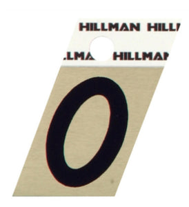 Hillman Fasteners 840474 Adhesive Angle-Cut House Number 0 Black and Gold