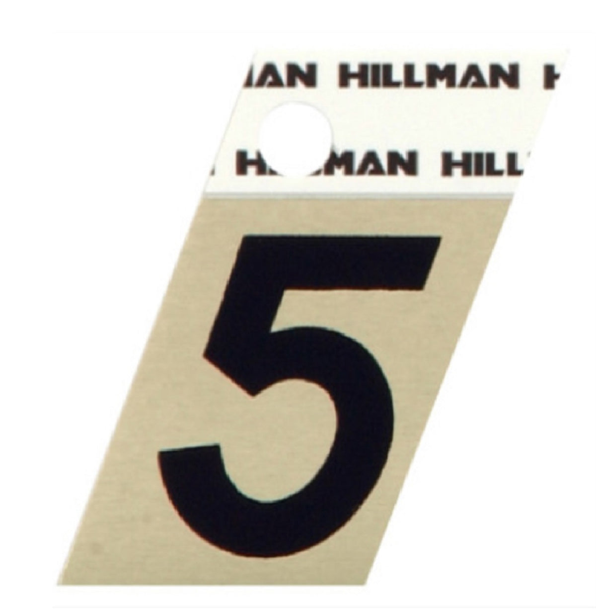 Hillman Fasteners 840484 Adhesive Angle-Cut House Number 5, Black and Gold 
