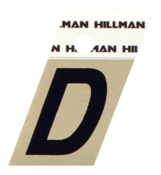 Hillman Fasteners 840500 Adhesive Angle-Cut Letter D Black and Gold, 1-1/2 Inch