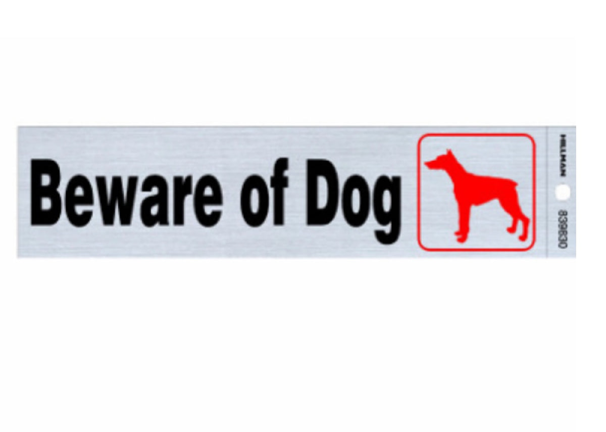 Hillman Fasteners 839830 Adhesive Beware of Dog Sign, 2 Inch x 8 Inch