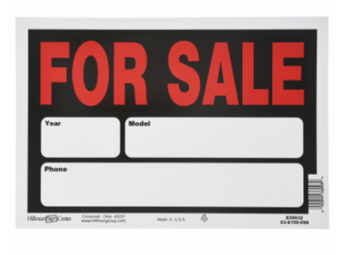 Hillman Fasteners 839932 Black and Red For Sale Sign, 8 Inch x 12 Inch
