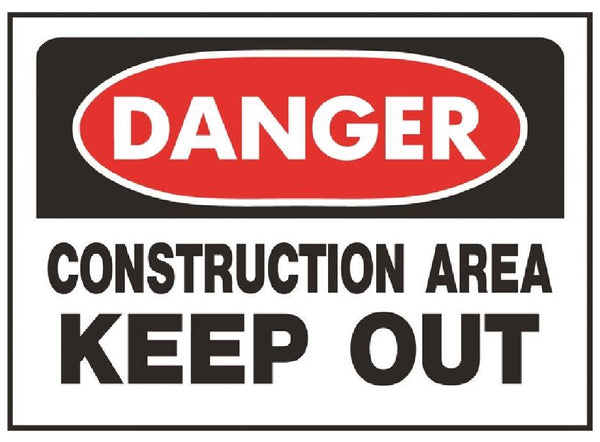 Hillman Fasteners 842054 Danger Construction Area Keep Out Sign, 10 Inch x 14 Inch