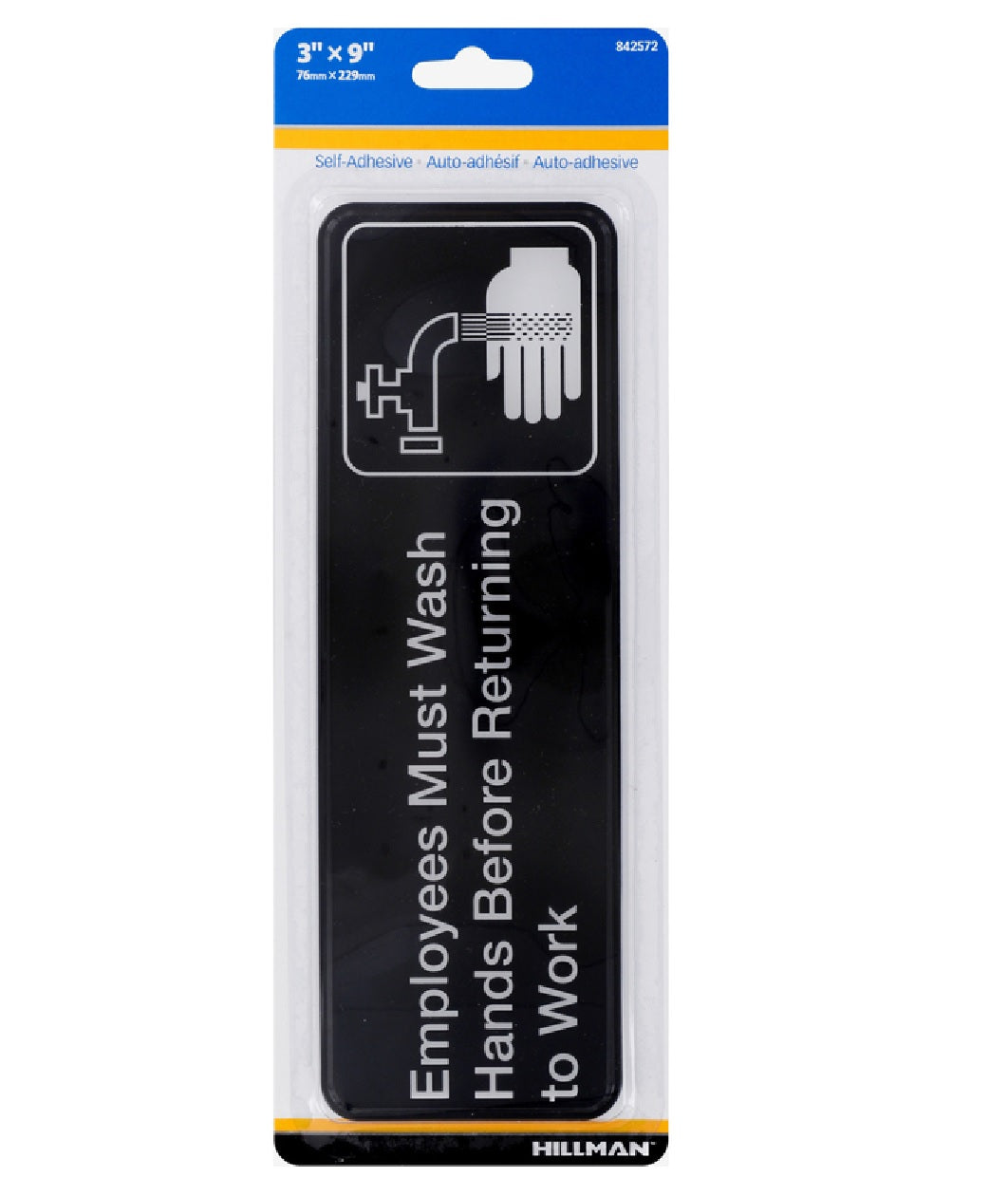 Hillman Fasteners 842572 English Health Safety Plaque, 3 Inch x 9 Inch, Black