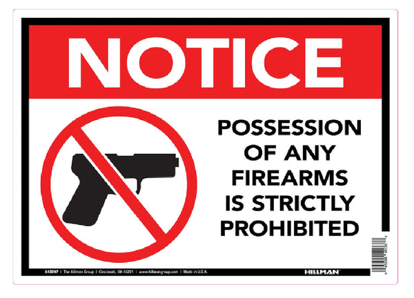 Hillman Fasteners 843297 Firearms Prohibited Sign, Aluminum