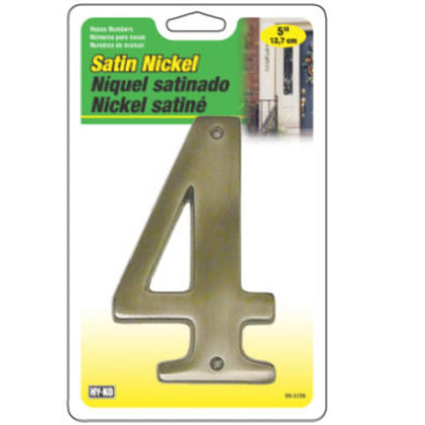 Hillman Fasteners 844704 Floating Mount House Number 4, Satin Nickel