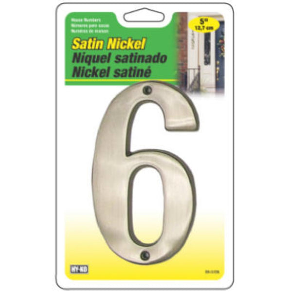 Hillman Fasteners 844706 Floating Mount House Number 6, Satin Nickel