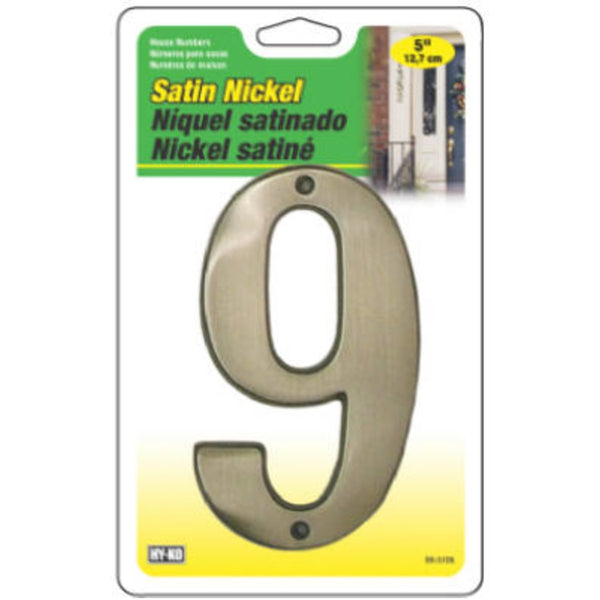 Hillman Fasteners 844709 Floating Mount House Number 9, Satin Nickel