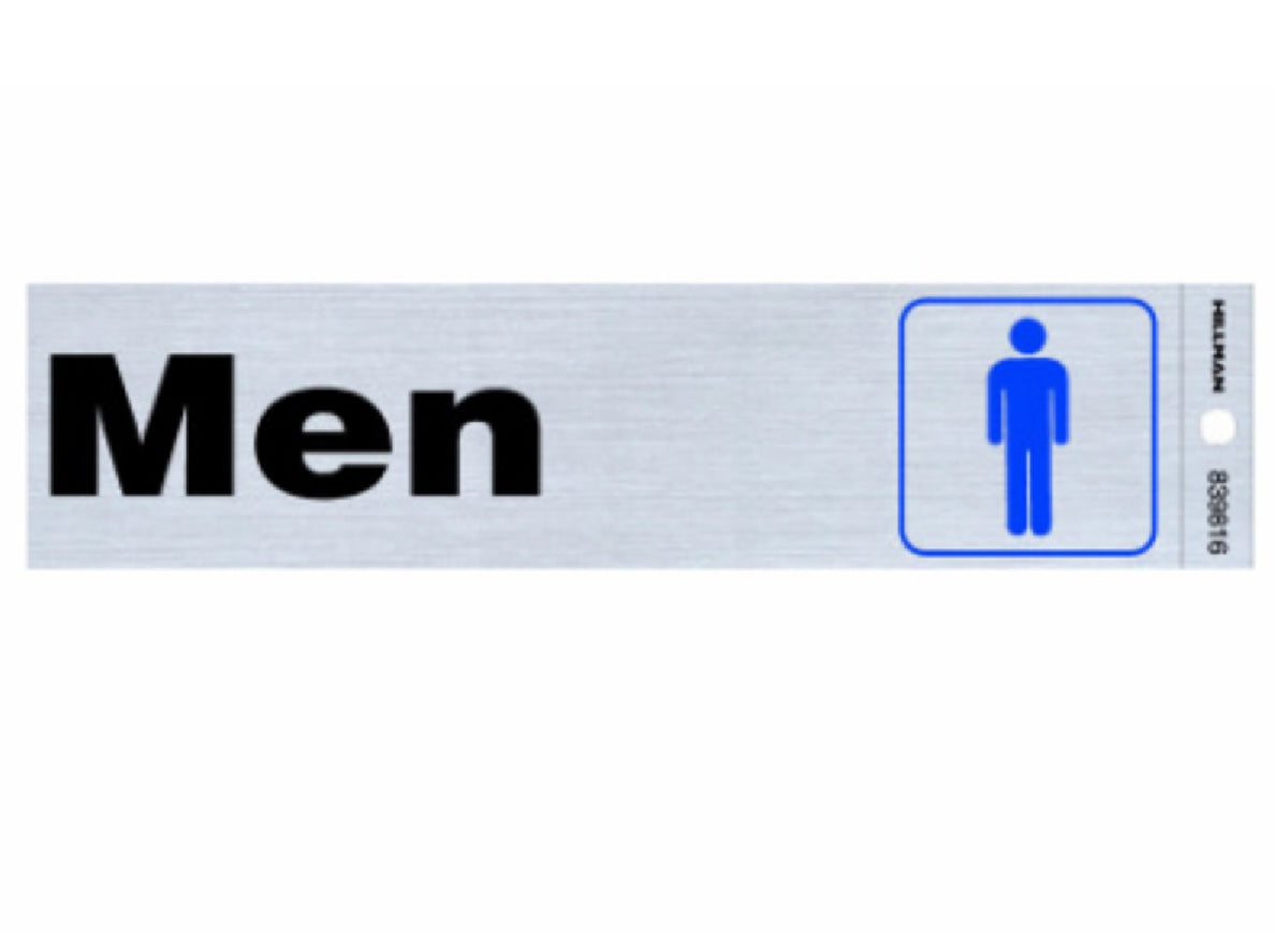 Hillman Fasteners 839816 Men's Restroom Sign, 2 Inch x 8 Inch