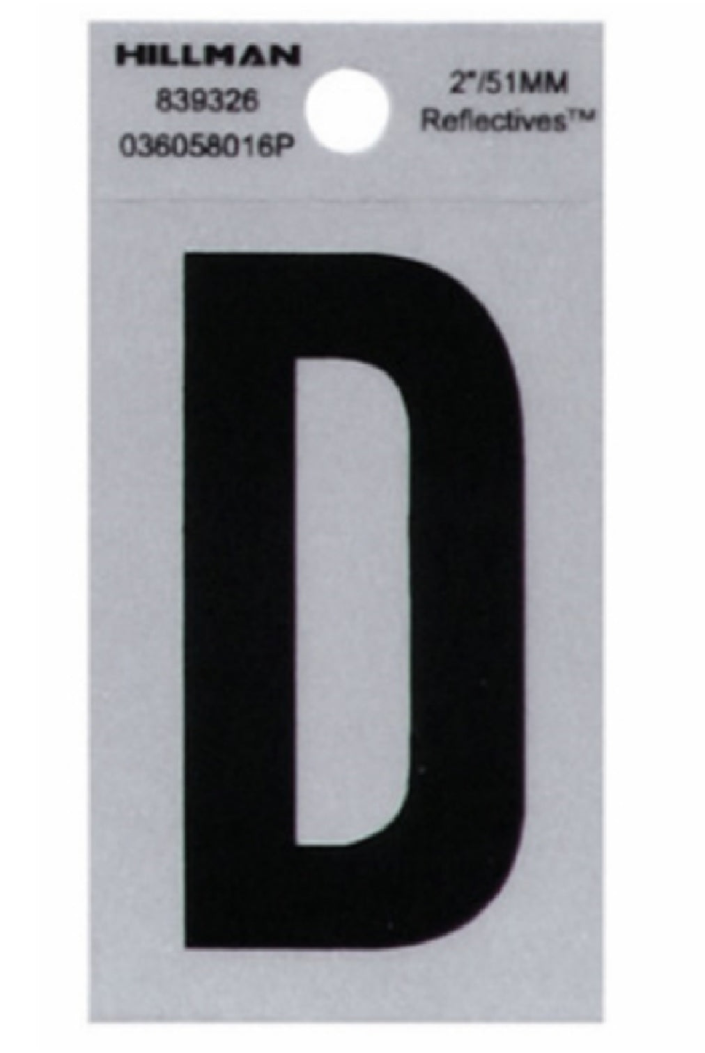 Hillman Fasteners 839326 Mylar Adhesive Reflective Vinyl Letter D, 2 Inch