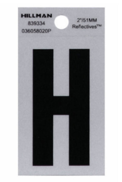 Hillman Fasteners 839334 Mylar Adhesive Reflective Vinyl Letter H, 2 Inch