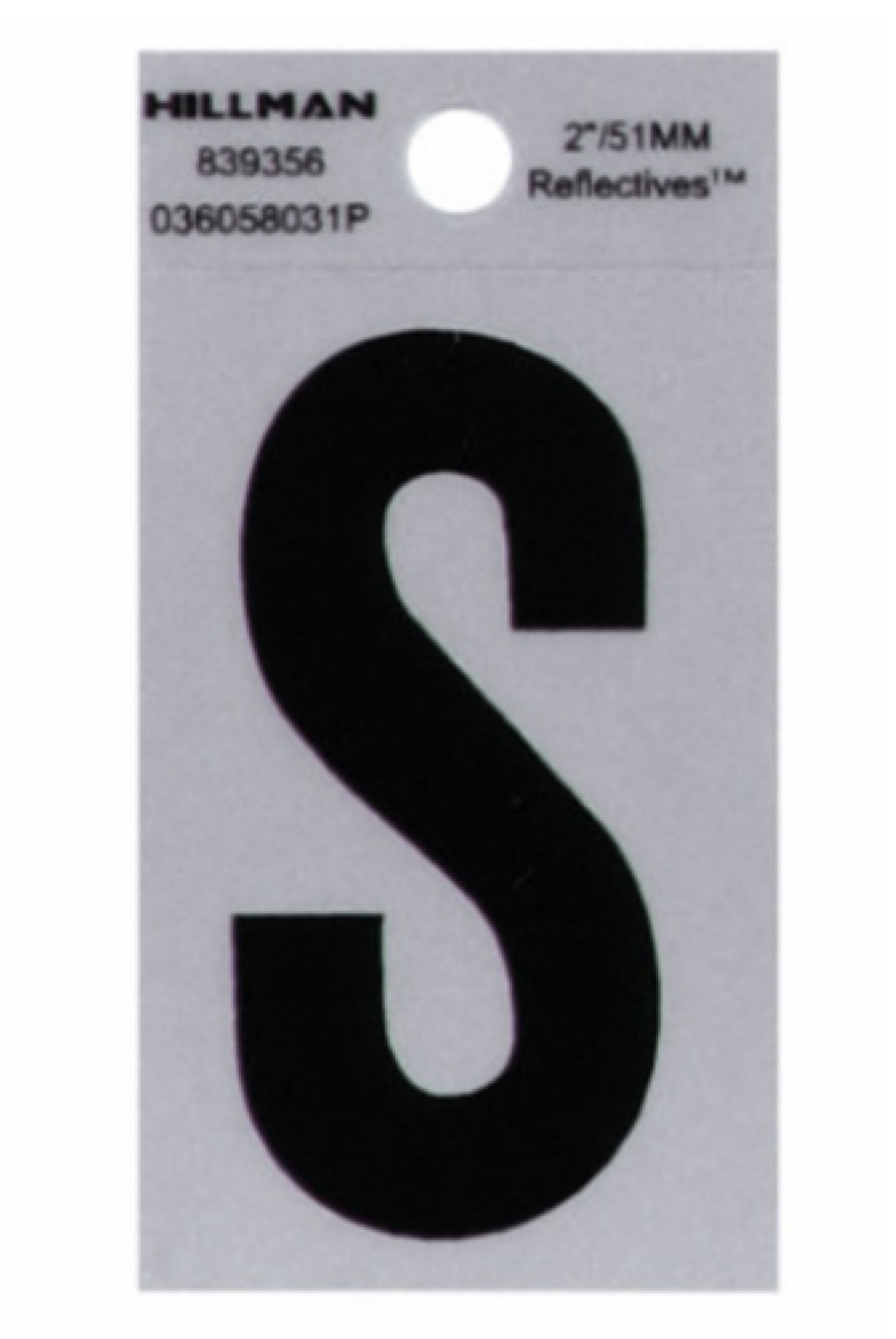 Hillman Fasteners 839356 Mylar Adhesive Reflective Vinyl Letter S, 2 Inch