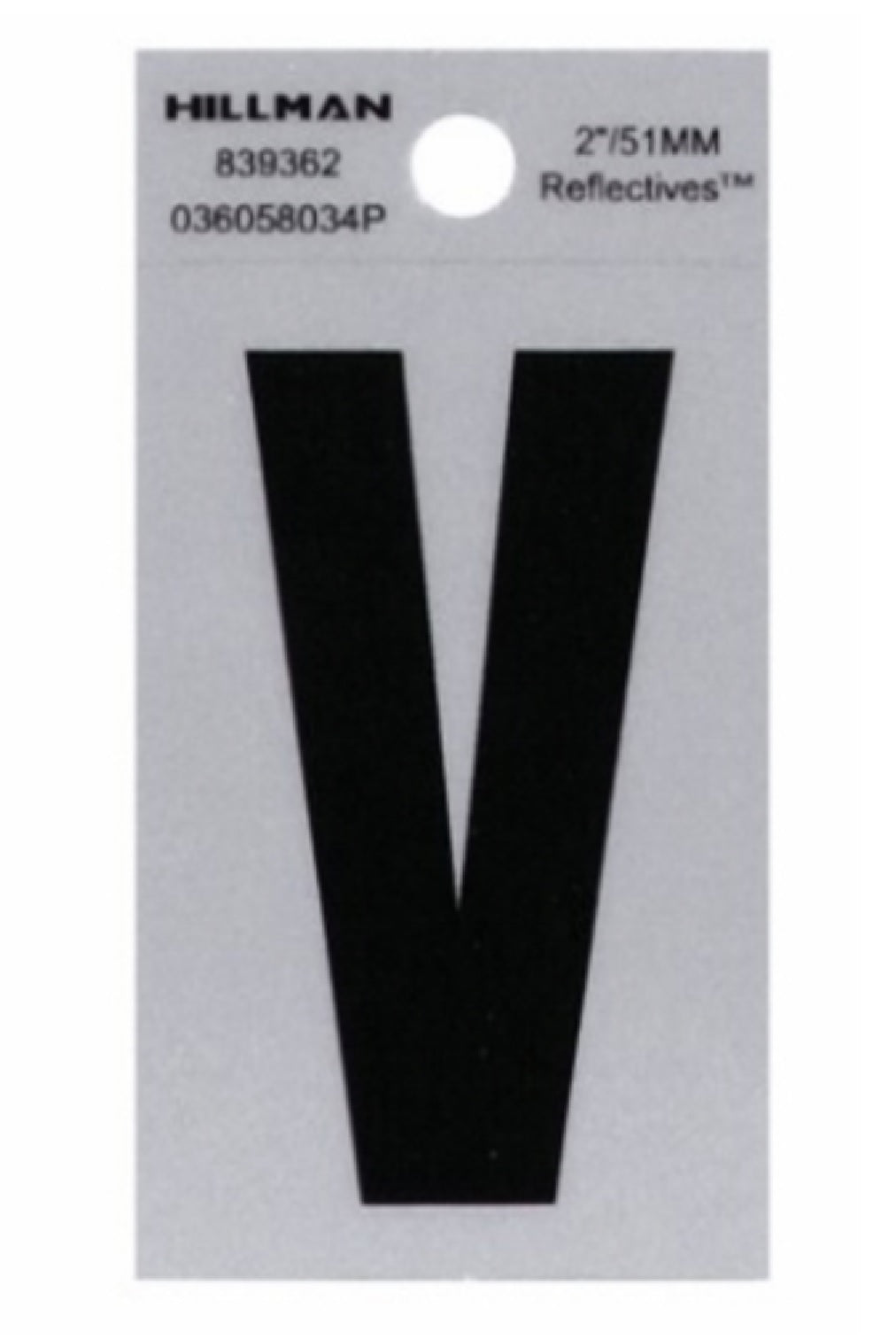 Hillman Fasteners 839362 Mylar Adhesive Reflective Vinyl Letter V, 2 Inch