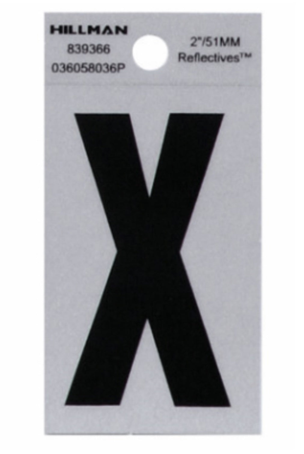 Hillman Fasteners 839366 Mylar Adhesive Reflective Vinyl Letter X, 2 Inch