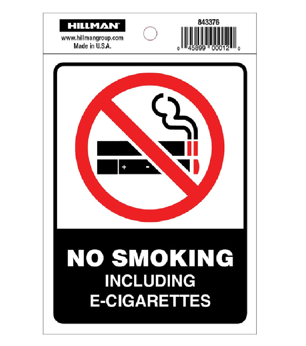 Hillman Fasteners 843376 No Smoking Sign, 4 Inch x 6 Inch