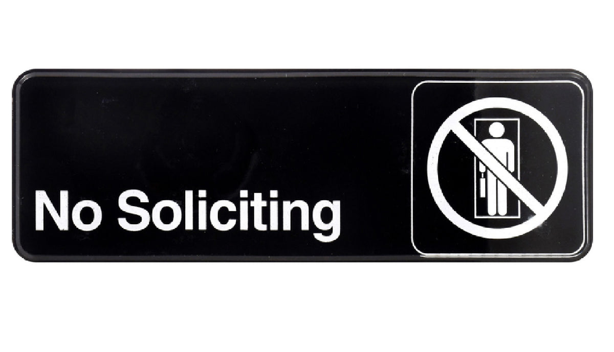 Hillman Fasteners 848635 No Soliciting Sign, 3 Inch x 9 Inch, Black