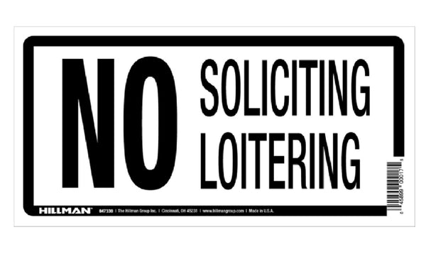 Hillman Fasteners 847338 No Soliciting Sign, 5 Inch x 10 Inch