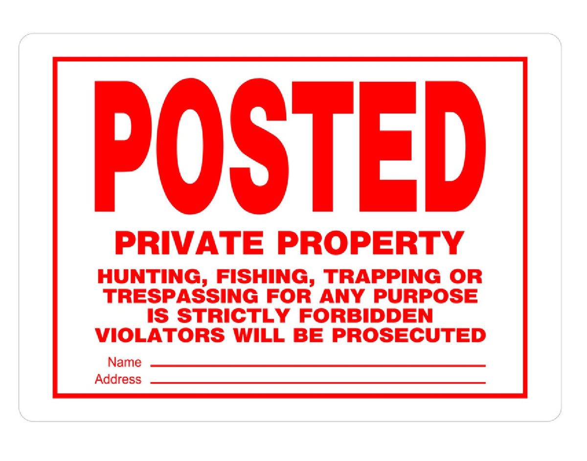 Hillman Fasteners 840159 Private Property Sign, 10 Inch x 14 Inch, White