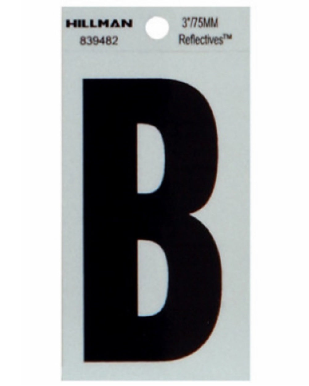 Hillman Fasteners 839482 Reflective Adhesive Vinyl Letter B Sign, Black And Silver, 3 Inch