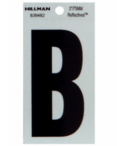 Hillman Fasteners 839482 Reflective Adhesive Vinyl Letter B Sign, Black And Silver, 3 Inch