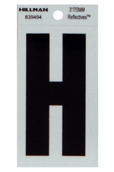 Hillman Fasteners 839494 Reflective Adhesive Vinyl Letter H Sign, 3 Inch