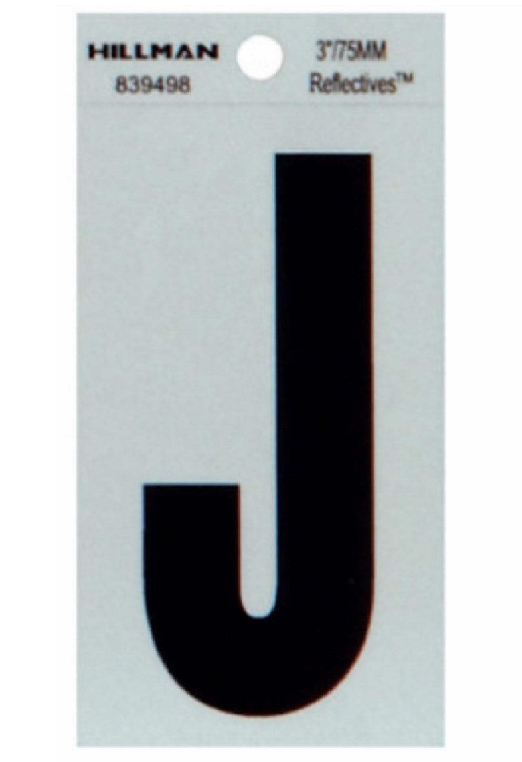 Hillman Fasteners 839498 Reflective Adhesive Vinyl Letter J Sign, 3 Inch