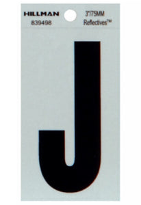 Hillman Fasteners 839498 Reflective Adhesive Vinyl Letter J Sign, 3 Inch