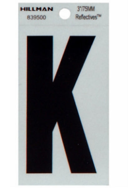 Hillman Fasteners 839500 Reflective Adhesive Vinyl Letter K Sign, 3 Inch