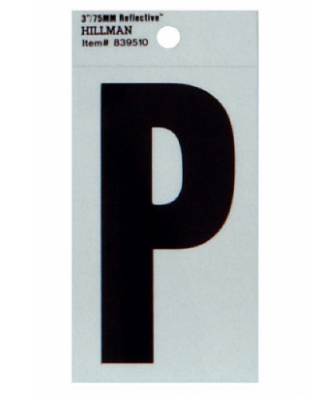 Hillman Fasteners 839510 Reflective Adhesive Vinyl Letter P Sign, 3 Inch