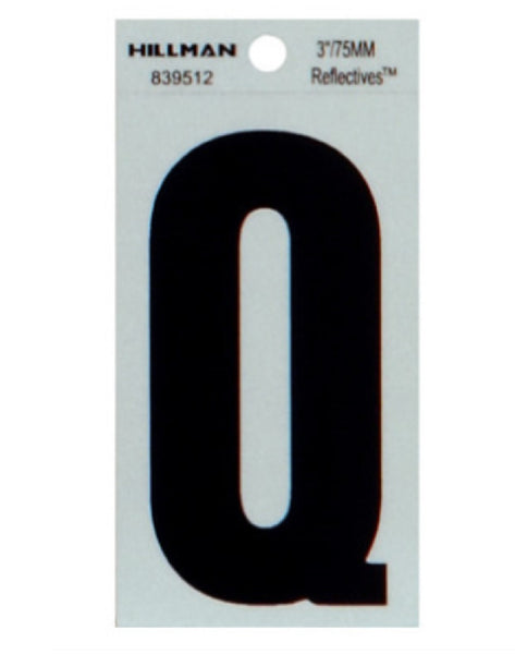 Hillman Fasteners 839512 Reflective Adhesive Vinyl Letter Q Sign, 3 Inch