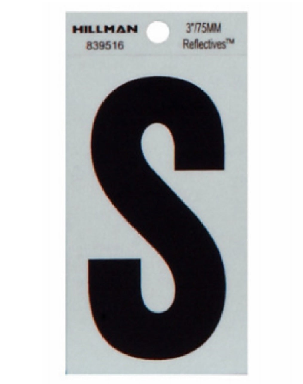 Hillman Fasteners 839516 Reflective Adhesive Vinyl Letter S Sign, 3 Inch