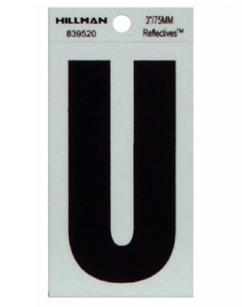 Hillman Fasteners 839520 Reflective Adhesive Vinyl Letter U Sign, 3 Inch