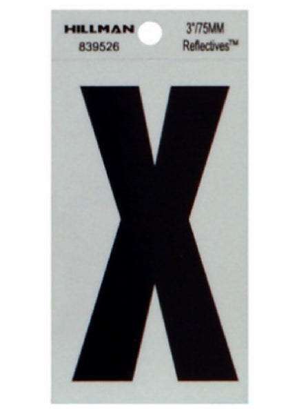 Hillman Fasteners 839526 Reflective Adhesive Vinyl Letter X Sign, 3 Inch