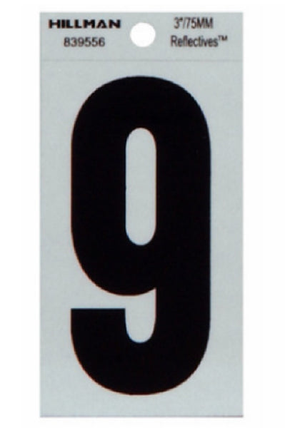 Hillman Fasteners 839556 Reflective Adhesive Vinyl Number 9 Sign, 3 Inch