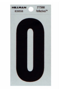 Hillman Fasteners 839558 Reflective Adhesive Vinyl Number 0 Sign, 3 Inch