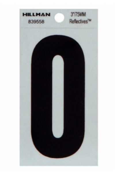 Hillman Fasteners 839558 Reflective Adhesive Vinyl Number 0 Sign, 3 Inch