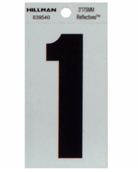 Hillman Fasteners 839540 Reflective Adhesive Vinyl Number 1 Sign, 3 Inch