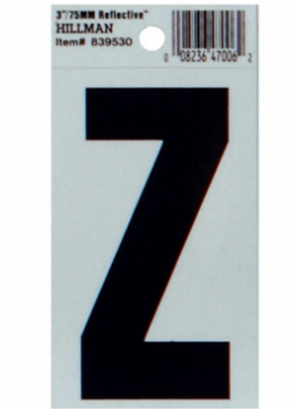 Hillman Fasteners 839530 Thin Adhesive Letter Z Black and Silver, 3 Inch 
