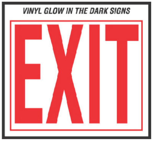 Hillman Fasteners 840200 Vinyl Glow In The Dark Exit Sign, 8 Inch x 11 Inch
